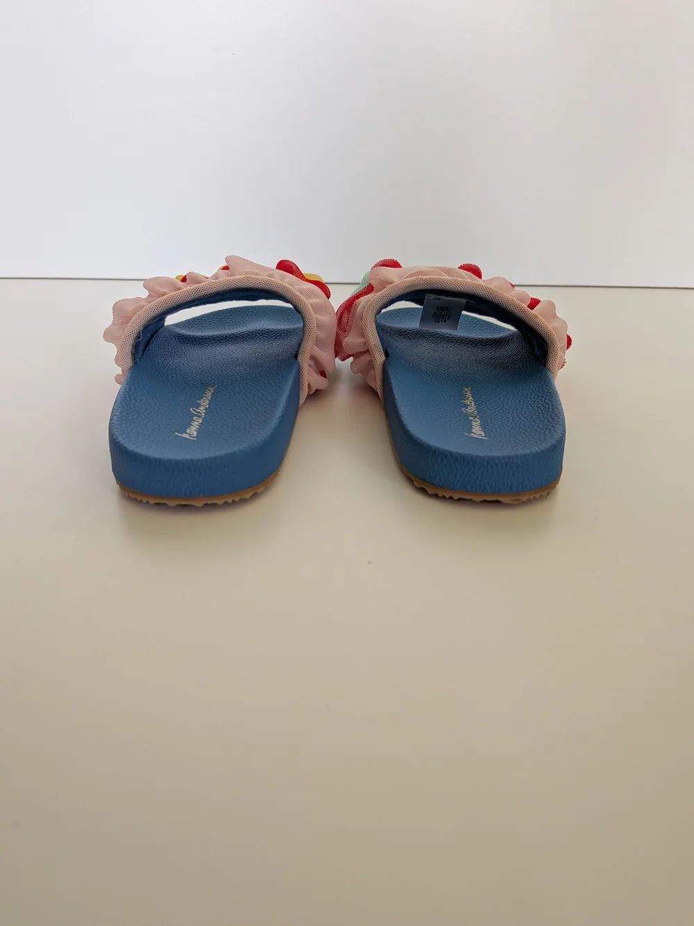 Hanna Andersson Rainbow Ruffle Slide Sandals Girls 11 Blue